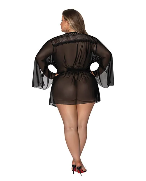 Exposed Modern Romance Flowing Short Robe Black 2X Anal Exposed Modern Romance Flowing Short Robe Black 2X Anal