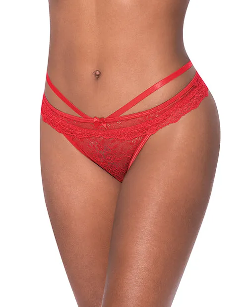 Exposed Vibrators Ooh La Lace PeekABoo Cheeky Panty Red LXL Exposed Vibrators Ooh La Lace PeekABoo Cheeky Panty Red LXL