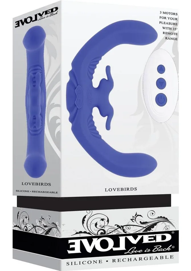 Female Sex Toys Evolved Lovebirds Rechargeable Silicone Dual Vibrator with Remote Control Blue Female Sex Toys Evolved Lovebirds Rechargeable Silicone Dual Vibrator with Remote Control Blue