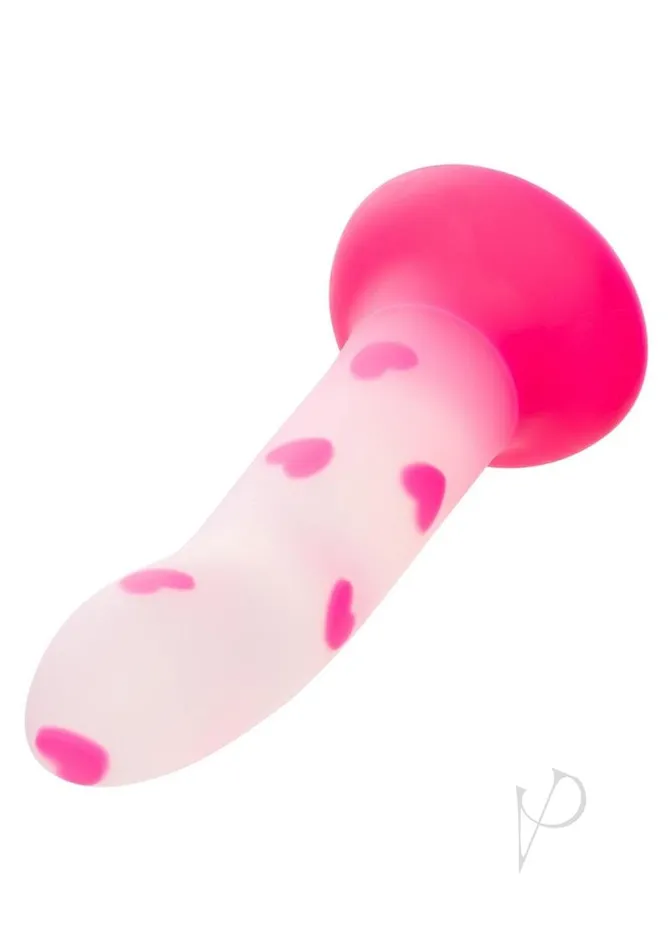 Female Sex Toys Glow Stick Glow Stick Heart Silicone Glow in the Dark Dildo with Suction Base Pink