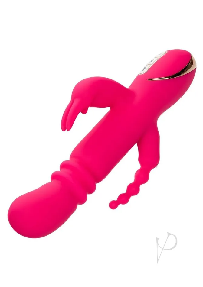 Female Sex Toys Jack Rabbit Jack Rabbit Signature Heated Rechargeable Silicone Triple Fantasy Rabbit Vibrator Pink