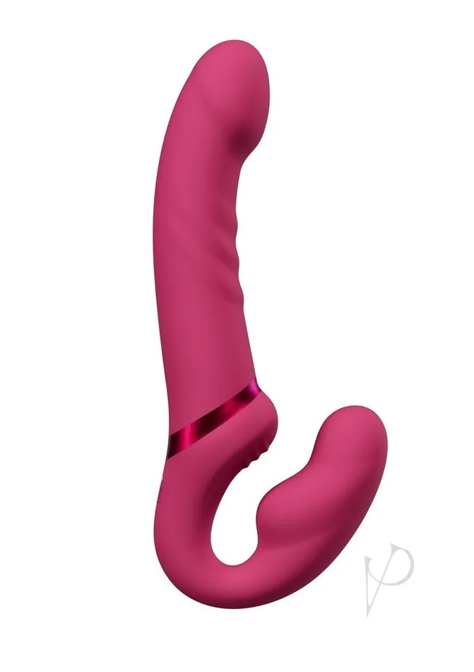 Female Sex Toys Lovense Lovense Lapis Rechargeable Silicone App Control Dual End Strapless StrapOn Magenta