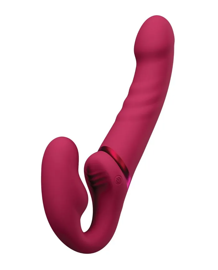 Female Sex Toys Lovense Lovense Lapis Rechargeable Silicone App Control Dual End Strapless StrapOn Magenta