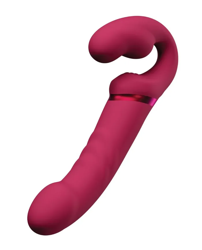 Female Sex Toys Lovense Lovense Lapis Rechargeable Silicone App Control Dual End Strapless StrapOn Magenta