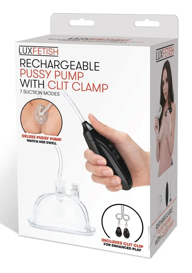 Female Sex Toys Lux Fetish Lux Fetish Rechargeable Pussy Pump with Clit Clamp Black Female Sex Toys Lux Fetish Lux Fetish Rechargeable Pussy Pump with Clit Clamp Black