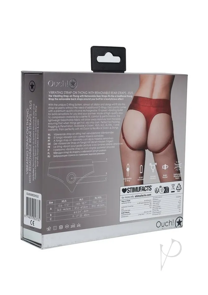 Female Sex Toys Ouch Ouch Vibrating StrapOn Thong with Rechargeable Bullet XSSM Red Female Sex Toys Ouch Ouch Vibrating StrapOn Thong with Rechargeable Bullet XSSM Red