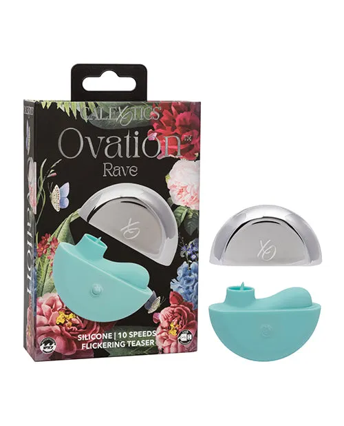 Female Sex Toys Ovation Rave Rechargeable Silicone Flickering Clitoral Stimulator Blue Ovation