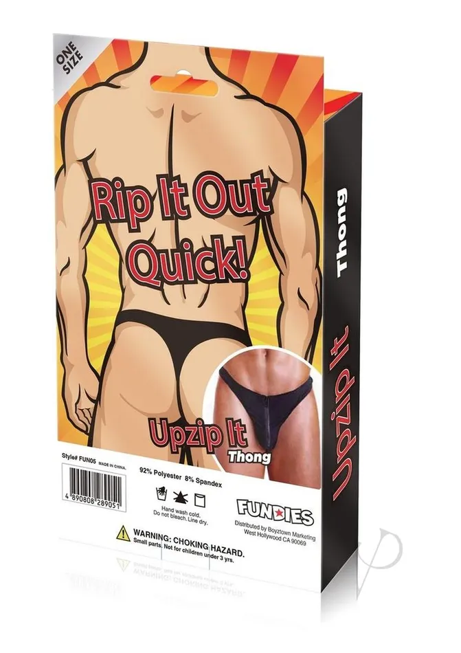 Fundies Unzip It Thong With Black Zorro Mask OS Black Fundies Anal