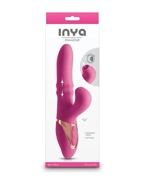Inya Enamour Rechargeable Silicone Rabbit Vibrator with Air Pulse Clitoral Stimulator Pink Inya Female Sex Toys Inya Enamour Rechargeable Silicone Rabbit Vibrator with Air Pulse Clitoral Stimulator Pink Inya Female Sex Toys