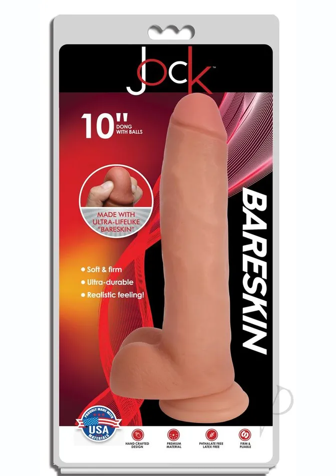 Jock Dildos Jock Bareskin Realistic Dong with Balls 10in Vanilla