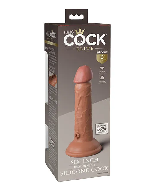 King Cock Female Sex Toys King Cock Elite Dual Density Silicone Dildo 6in Caramel