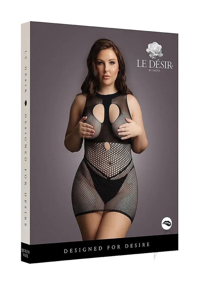 Le Desir Duo Net Open Cup Mini Dress Queen Black Le Desir Anal