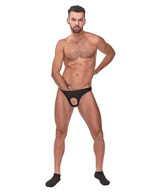 Male Power Anal Male Power Nylon Spandex Pouchless Brief Black OS Male Power Anal Male Power Nylon Spandex Pouchless Brief Black OS