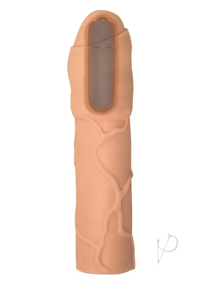 Natural Realskin Uncircumcised Xtender Vibrating Sleeve Vanilla Natural Male Sex Toys