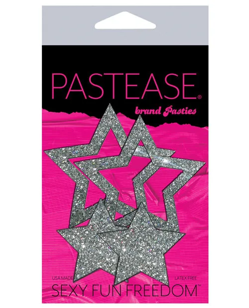 Pastease Anal Pastease Premium Glitter Peek a Boob Stars Silver OS