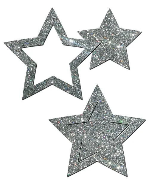 Pastease Anal Pastease Premium Glitter Peek a Boob Stars Silver OS Pastease Anal Pastease Premium Glitter Peek a Boob Stars Silver OS