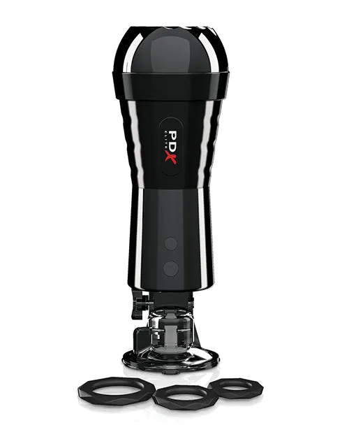 Pdx Elite Male Sex Toys PDX Elite Rechargeable Cock Compressor Vibrating Masturbator Pussy VanillaBlack
