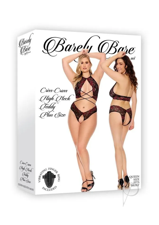 Plus Size Barely Bare Barely Bare CrissCross High Neck Teddy Plus Size Black Plus Size Barely Bare Barely Bare CrissCross High Neck Teddy Plus Size Black