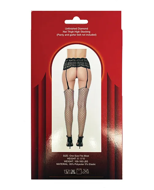 Popsi Lingerie Unfinished Diamond Net Thigh High Black OS Anal Popsi Lingerie Unfinished Diamond Net Thigh High Black OS Anal