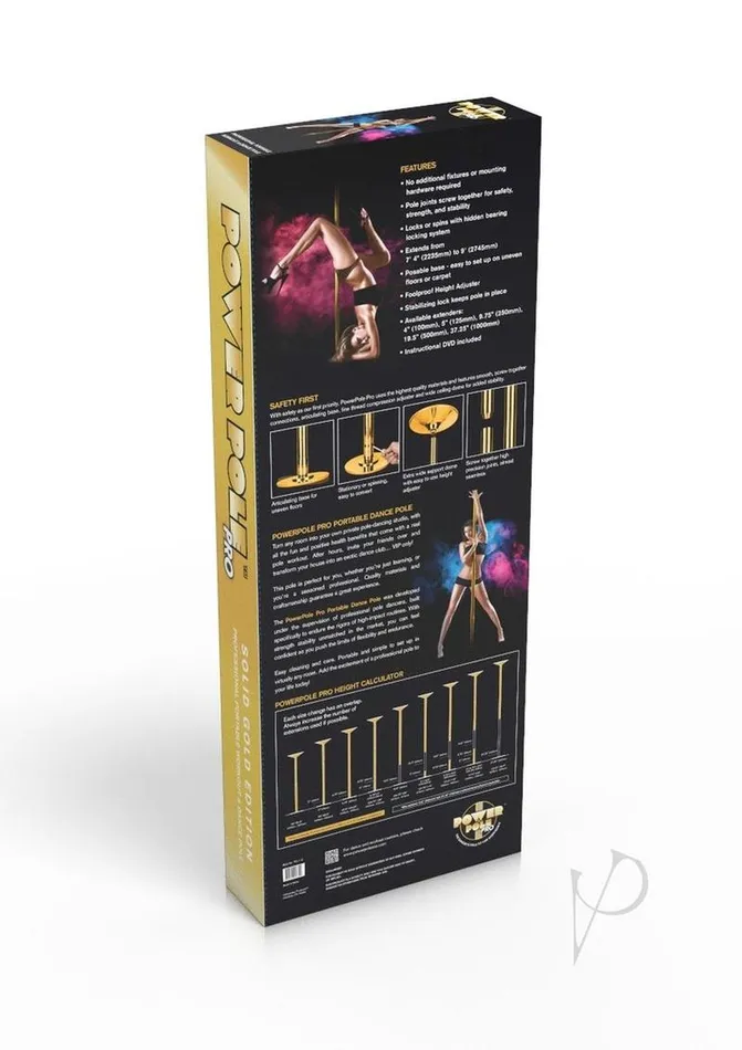 Power Pole Female Sex Toys Power Pole Pro Professional Portable Exercise and Dance Spinning Pole Extends Up To 9in Gold Edition