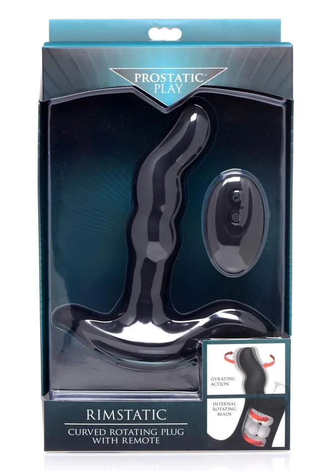 Prostatic Play Curved Rotating Silicone Prostate Plug with Remote Control Black Prostatic Play Anal Prostatic Play Curved Rotating Silicone Prostate Plug with Remote Control Black Prostatic Play Anal