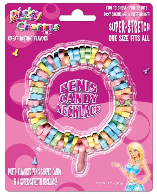 Rainbow Male Sex Toys Dicky Charms Multi Flavored Penis Shaped Candy In A Super Stretch Necklace