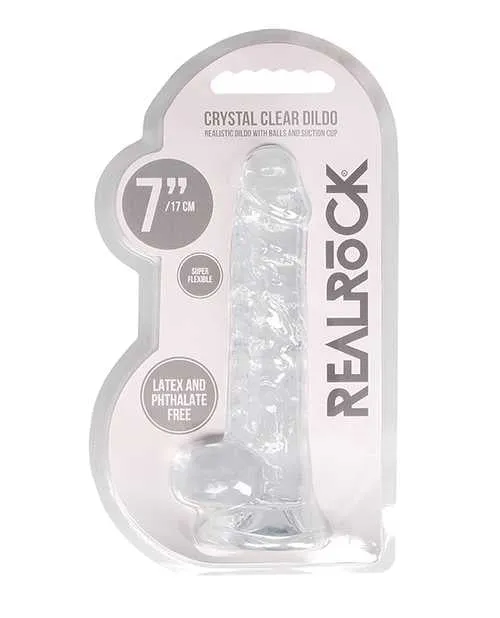 Real Rock RealRock Crystal Clear Dildo with Balls 7in Clear Dildos