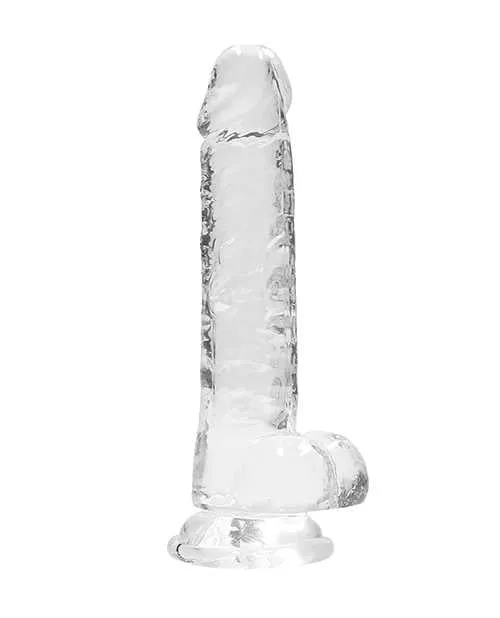 Real Rock RealRock Crystal Clear Dildo with Balls 7in Clear Dildos Real Rock RealRock Crystal Clear Dildo with Balls 7in Clear Dildos