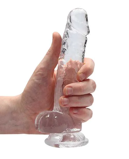 Real Rock RealRock Crystal Clear Dildo with Balls 7in Clear Dildos Real Rock RealRock Crystal Clear Dildo with Balls 7in Clear Dildos