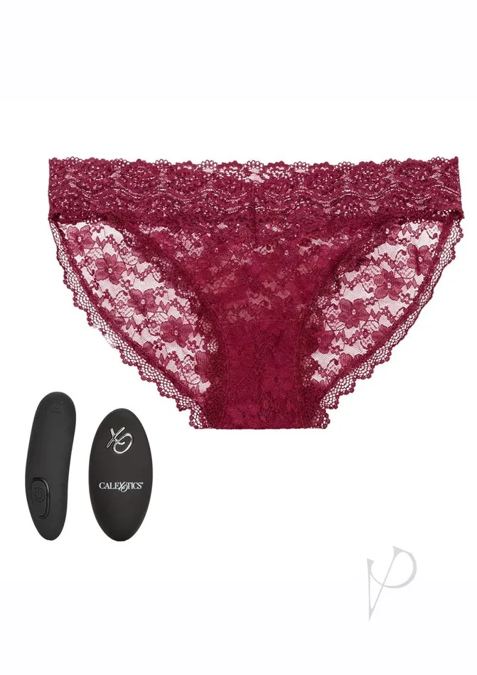 Rechargeable Lace Panty Vibe Set with Remote Control SmallMedium Red Remote Controlled Vibes Female Sex Toys