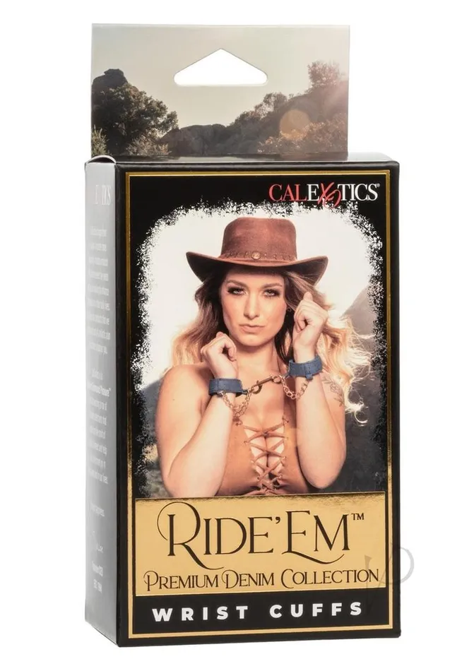 Ride Em Vibrators Ride em Premium Denim Collection Wrist Cuffs Blue