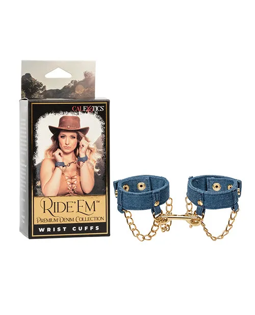 Ride Em Vibrators Ride em Premium Denim Collection Wrist Cuffs Blue