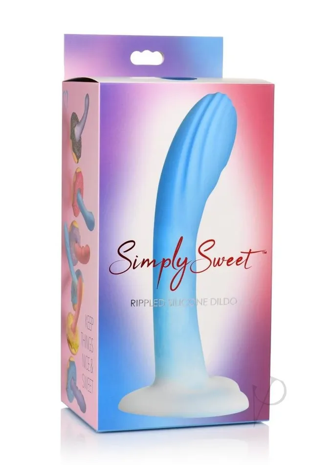 Simply Sweet Dildos Simply Sweet Rippled Silicone Dildo BlueWhite