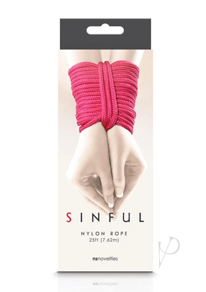 Sinful Nylon Rope 25 ft Pink Sinful By Ns Novelties Vibrators