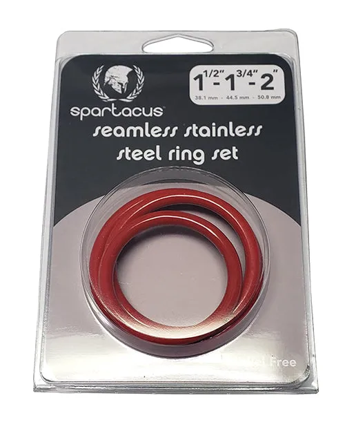 Spartacus Seamless Stainless Steel CRing Red Pack of 3 Spartacus Male Sex Toys Spartacus Seamless Stainless Steel CRing Red Pack of 3 Spartacus Male Sex Toys
