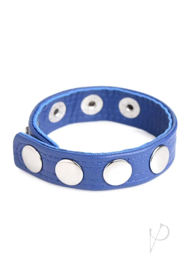 Strict Leather Cock Gear Leather Speed Snap Cock Ring Blue Male Sex Toys