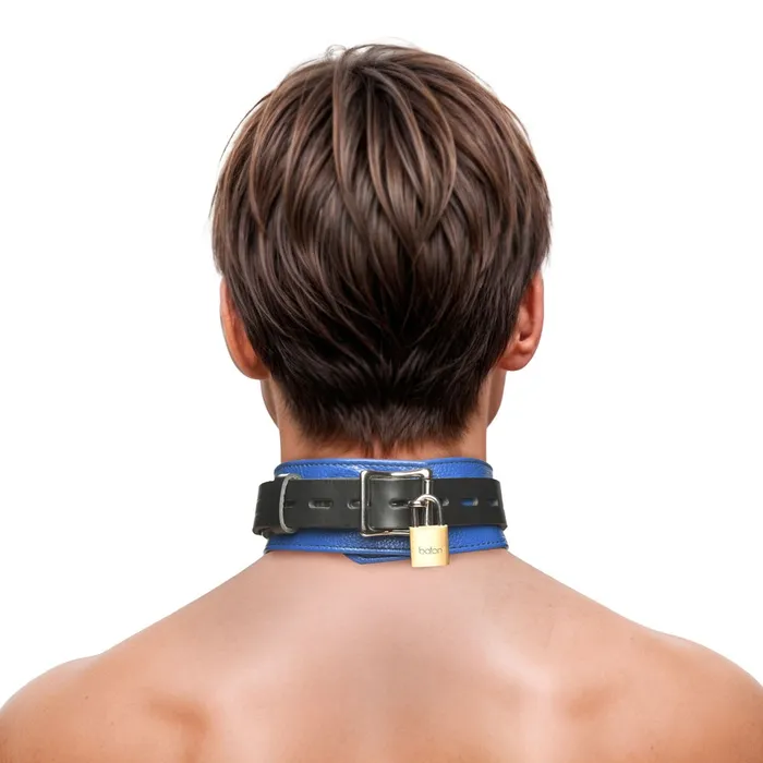Strict Leather Vibrators Strict Leather Deluxe Black and Blue Locking Collar
