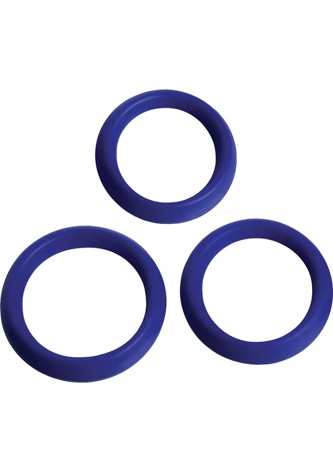 Trinity Men Female Sex Toys Trinity Men 3 Piece Silicone Erection Rings Blue
