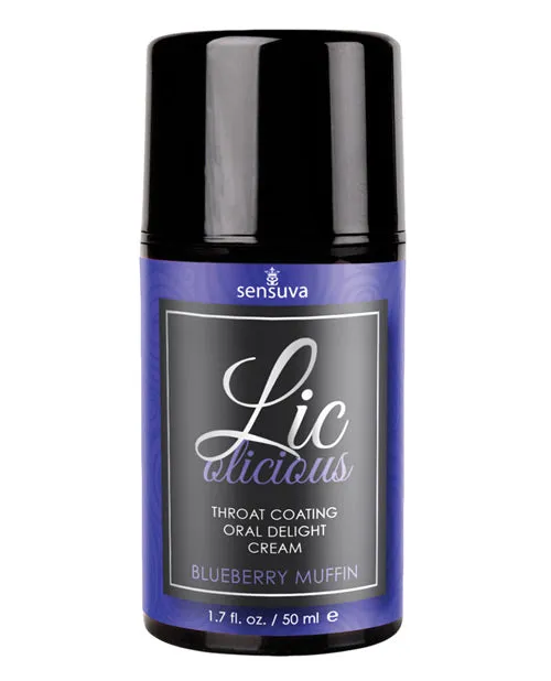 Vibrators Licolicious Throat Coating Oral Delight Cream Blueberry Muffin 17oz Lic O Licious