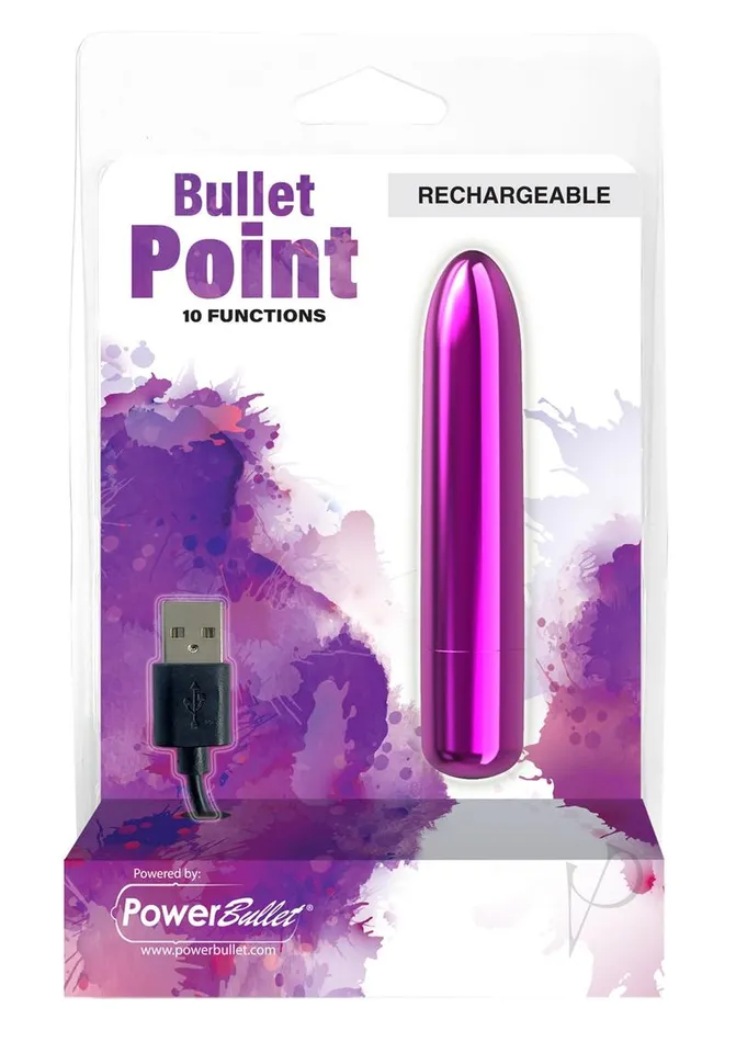Vibrators Powerbullet PowerBullet Bullet Point Rechargeable Vibrator Purple Vibrators Powerbullet PowerBullet Bullet Point Rechargeable Vibrator Purple