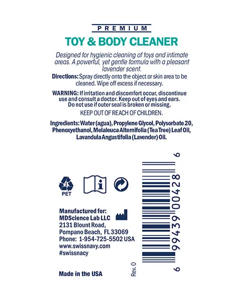 Vibrators Swiss Navy Swiss Navy Toy and Body Cleaner 1oz30ml Vibrators Swiss Navy Swiss Navy Toy and Body Cleaner 1oz30ml