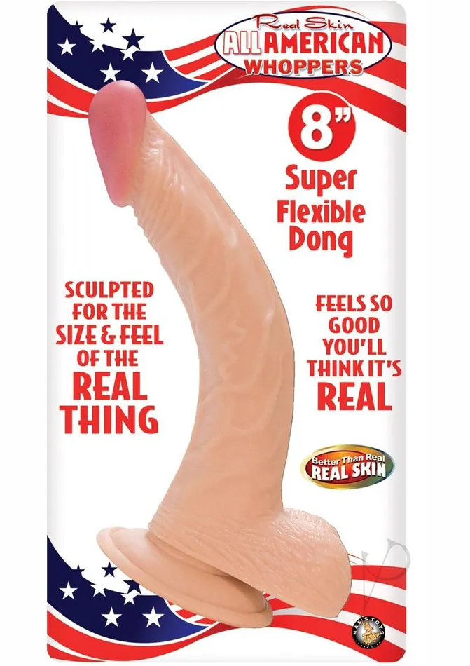 Whoppers Dildos Real Skin All American Whoppers Dildo with Balls 8in Vanilla