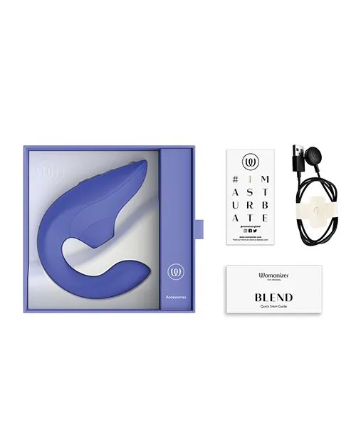 Womanizer Female Sex Toys Womanizer Blend Rechargeable Silicone Vibrator with Clitoral Stimulator Vibrant Blue
