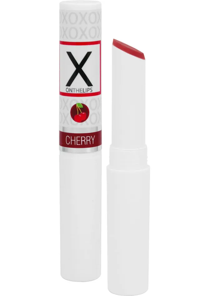 X On The Lips Buzzing Lip Balm with Pheromones Electric Cherry Flavor 75oz X On The Lips Female Sex Toys