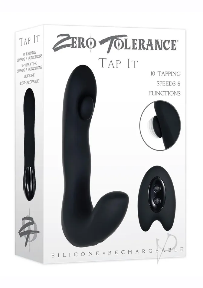 Zero Tolerance Tap It Silicone Rechargeable Prostate Massager with Remote Control Black Zero Tolerance Anal Zero Tolerance Tap It Silicone Rechargeable Prostate Massager with Remote Control Black Zero Tolerance Anal