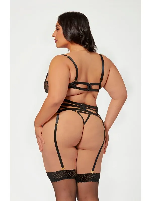 Anal Seven Til Midnight Three Piece Bra Garter And Panty Set 11569X BLACK 3X4X H Anal Seven Til Midnight Three Piece Bra Garter And Panty Set 11569X BLACK 3X4X H