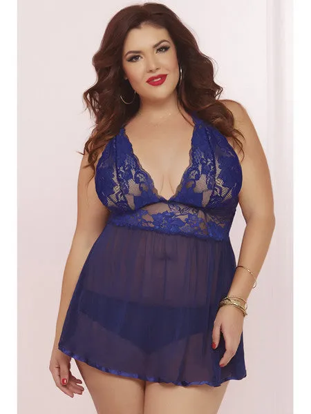 Anal Wondrous Babydoll Set 10672XNavy3X4XH Seven Til Midnight