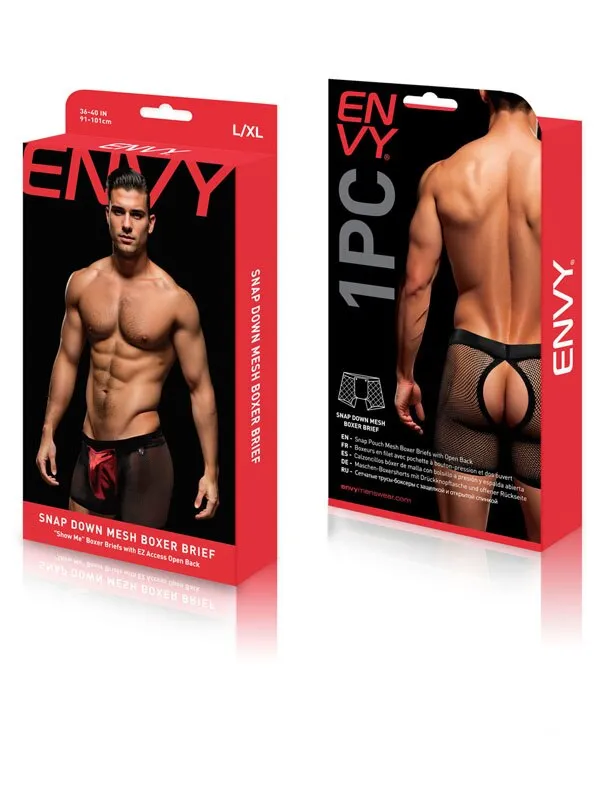 Baci Anal Envy Snap Down Mesh Boxer BriefBlackRedLXL Baci Anal Envy Snap Down Mesh Boxer BriefBlackRedLXL