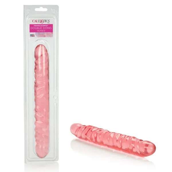 CalExotics Dildos Translucence 12 in Veined Double Dong Pink