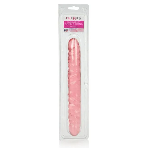 CalExotics Dildos Translucence 12 in Veined Double Dong Pink